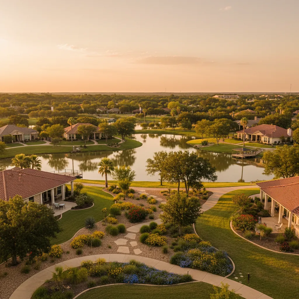 Best Texas Cities for Retirees — peaceful retirement community with lakes and walking trails