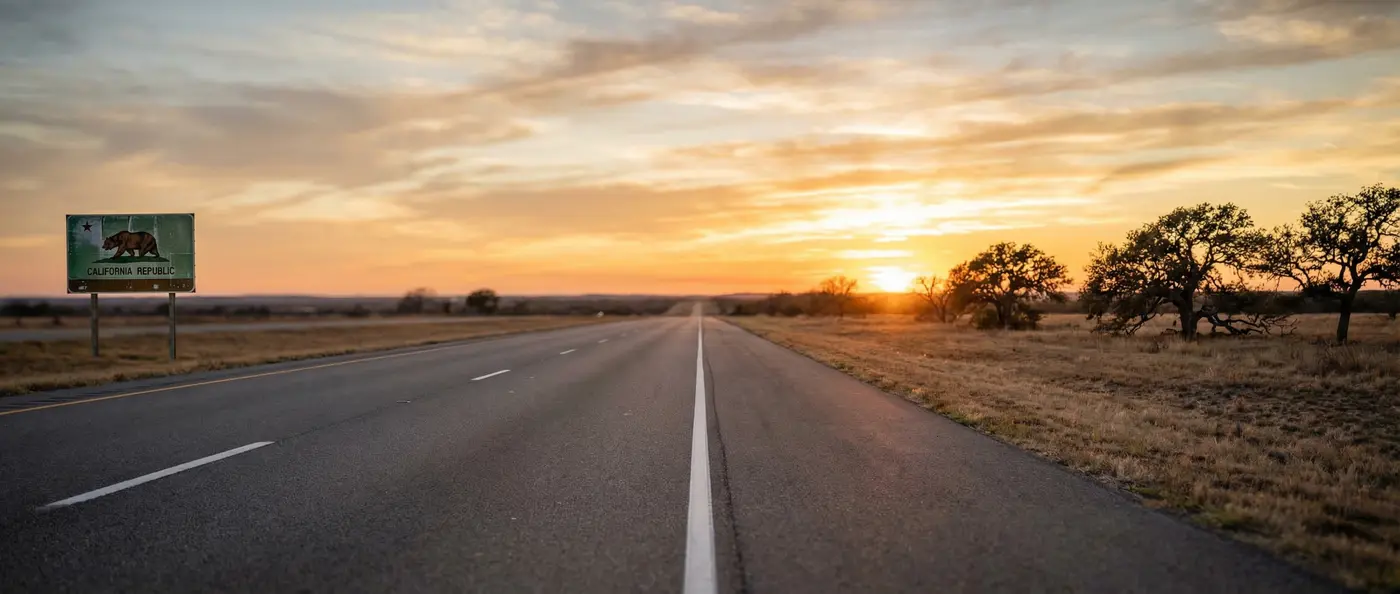 Moving from California to Texas — scenic view of the open road heading toward the Texas horizon