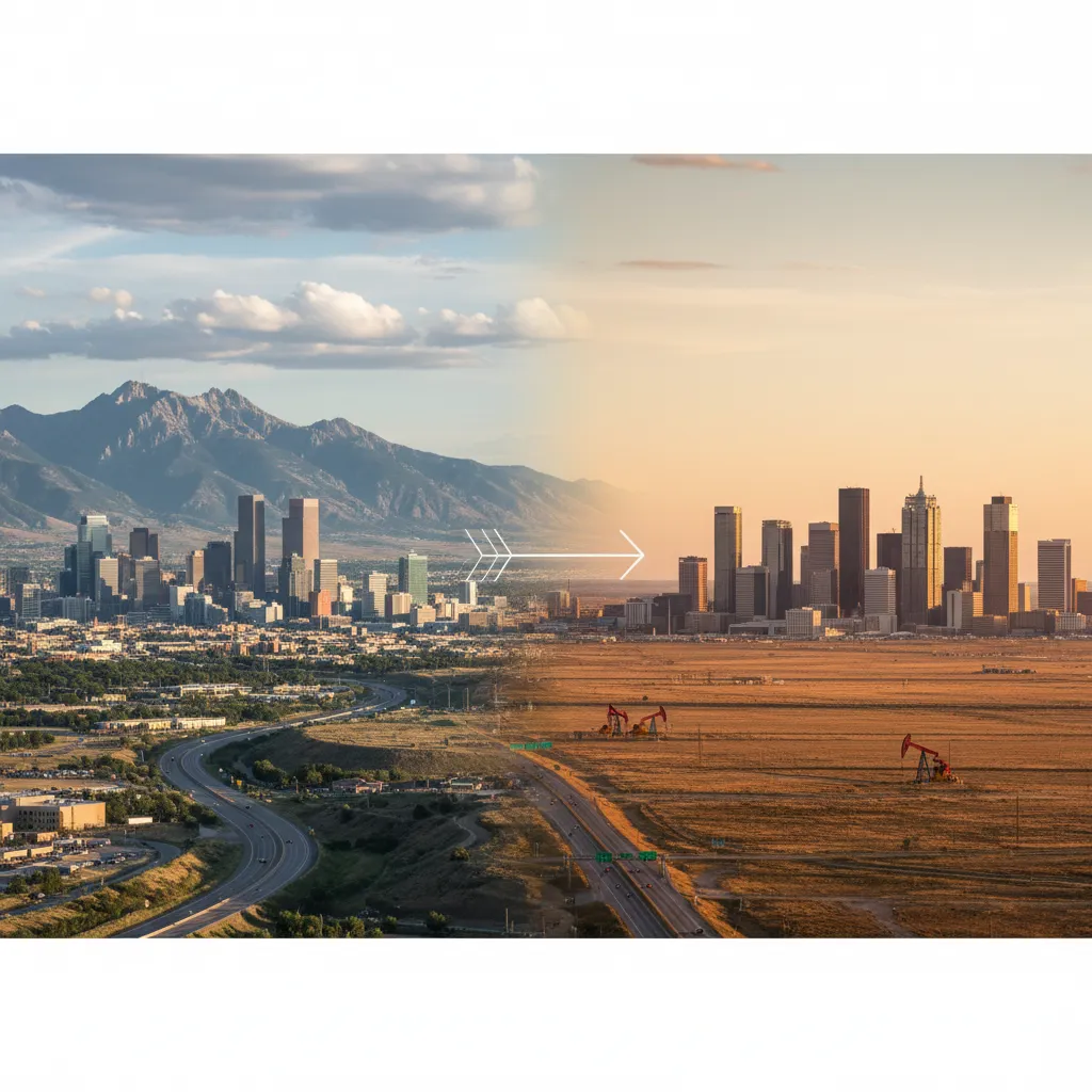 Relocating from Colorado to Texas showing scenic landmarks from both states