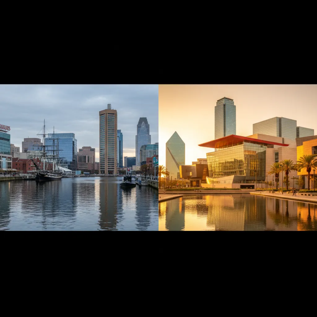 Relocating from Maryland to Texas showing scenic landmarks from both states