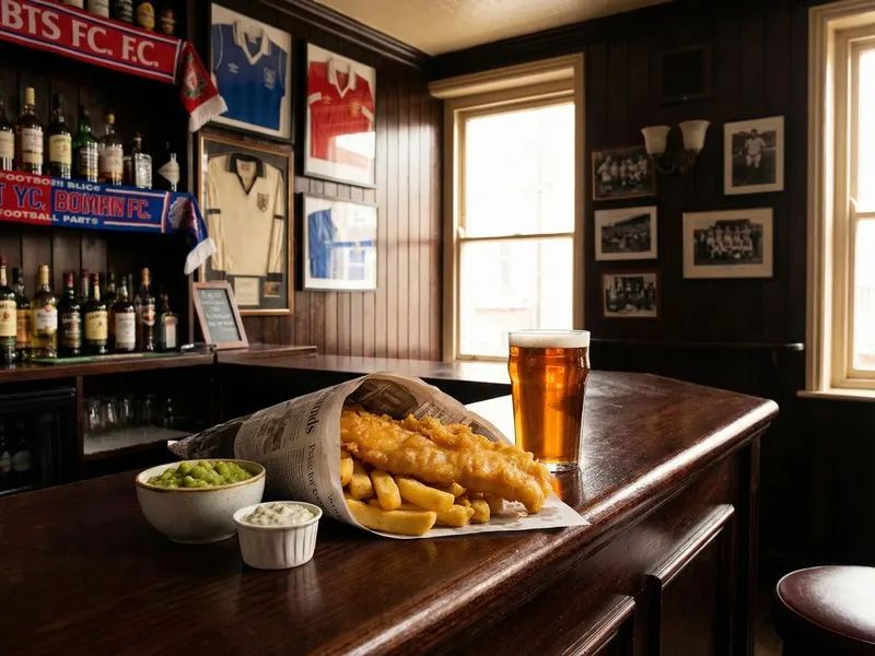 England fans in kit enjoying Texas BBQ and cold drinks on World Cup match day in Dallas