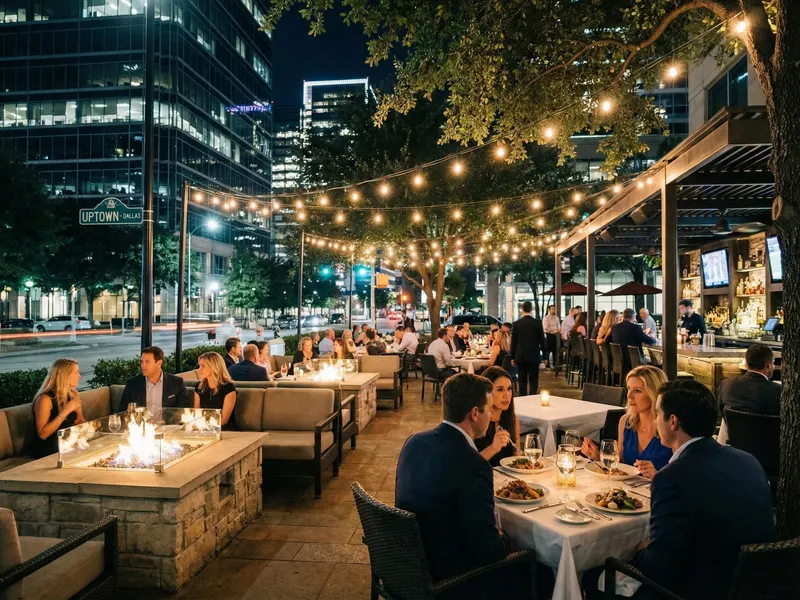 Dallas Uptown skyline with luxury hotels and Katy Trail at golden hour during World Cup 2026 preparations