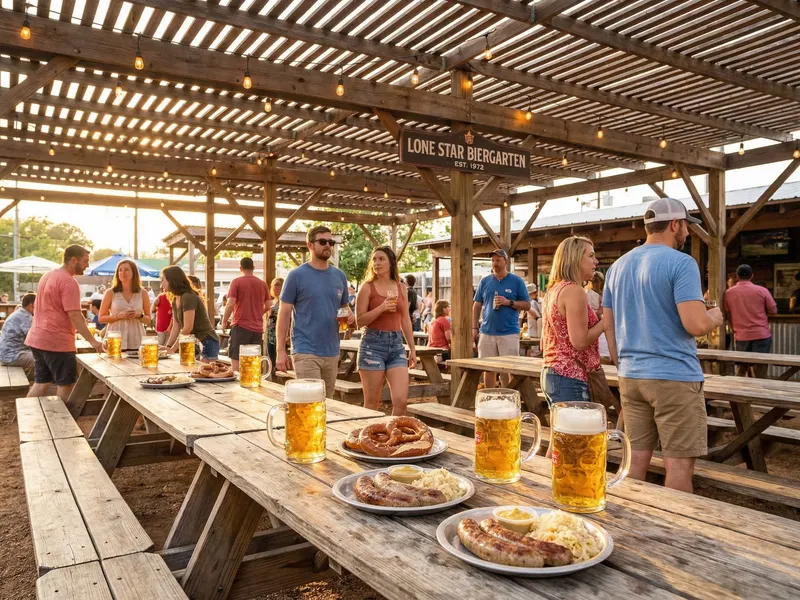 German fans enjoying Houston's beer gardens and cultural attractions between matches