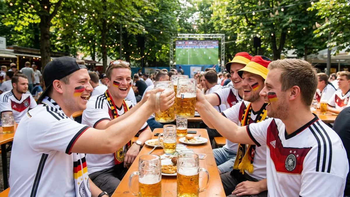 German fans celebrating at NRG Stadium in Houston before kickoff